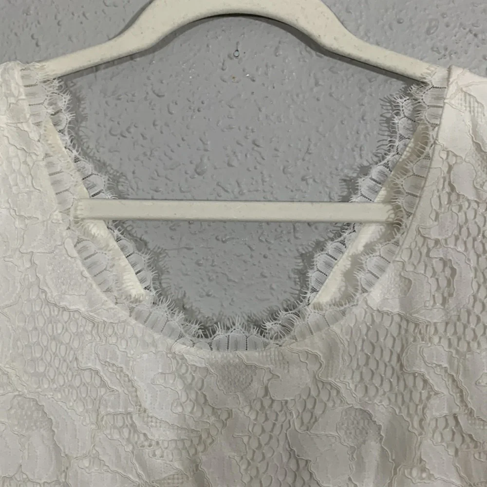 'Diane Von Furstenberg Zarita' Lace White Sheath 3/4 Sleeve Dress size 4